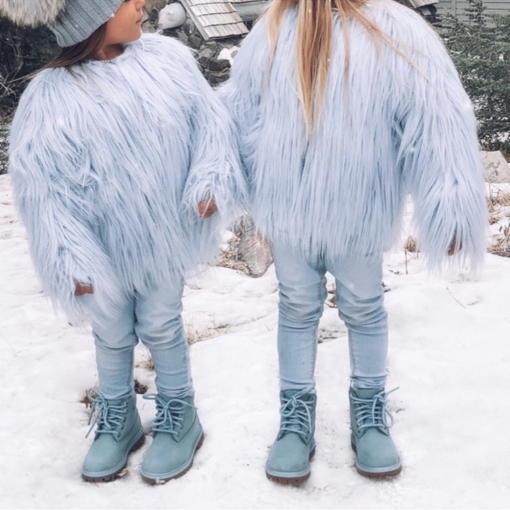 Unreal fur light blue kids coat